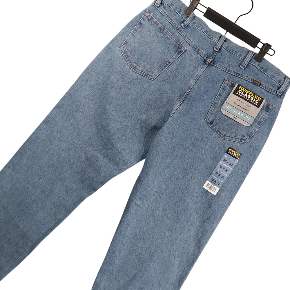 Rustler Classic Jeans Mens 38x32 Blue Relaxed Fit Heavyweight Denim 1087634MS
